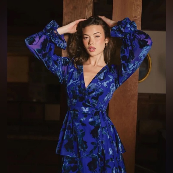 Hutch Bardot Long-Sleeve Floral Wrap Dress - Picture 2 of 6